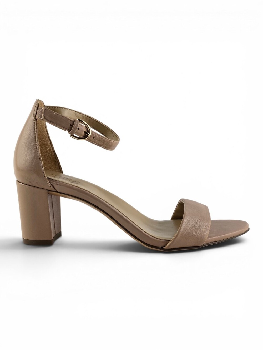 Naturalizer Women's Vera Beige Leather Ankle Strap Block Heel Sandals 8.5